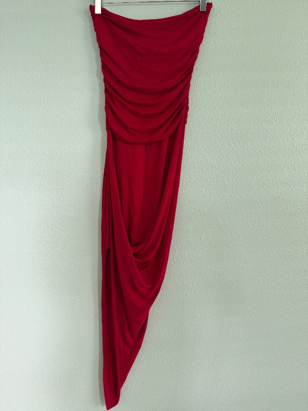 NWT Body Central Red Asymmetrical Tube Draped Bodycon Dress Size S